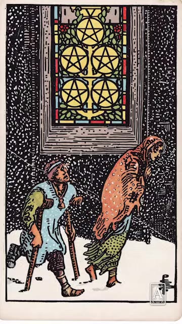 Five of Pentacles — Tarot card, Rider-Waite-Smith (Video) deck