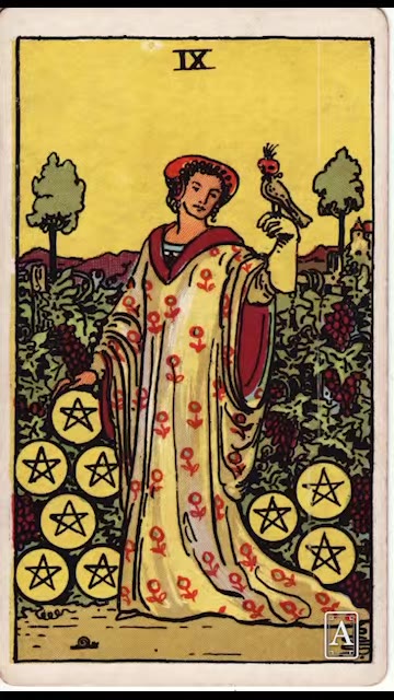 Nine of Pentacles — Tarot card, Rider-Waite-Smith (Video) deck