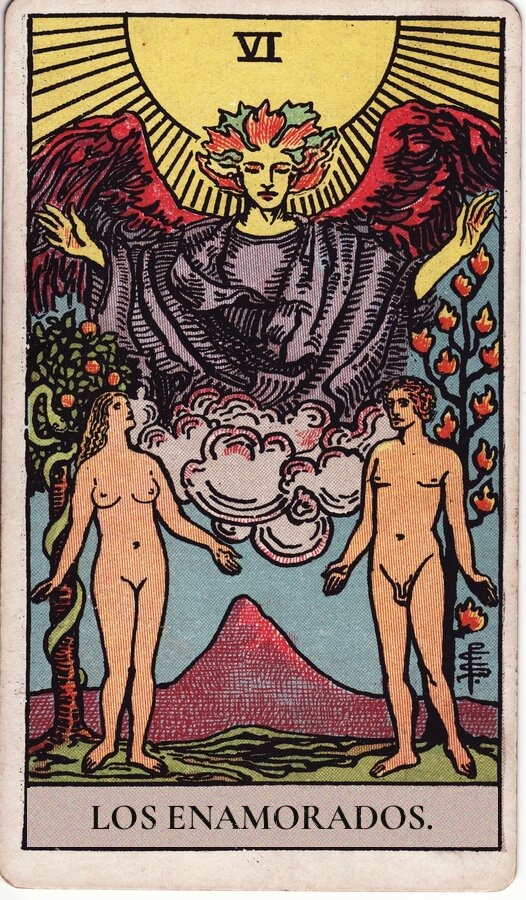 Los Enamorados — mazo Rider-Waite-Smith