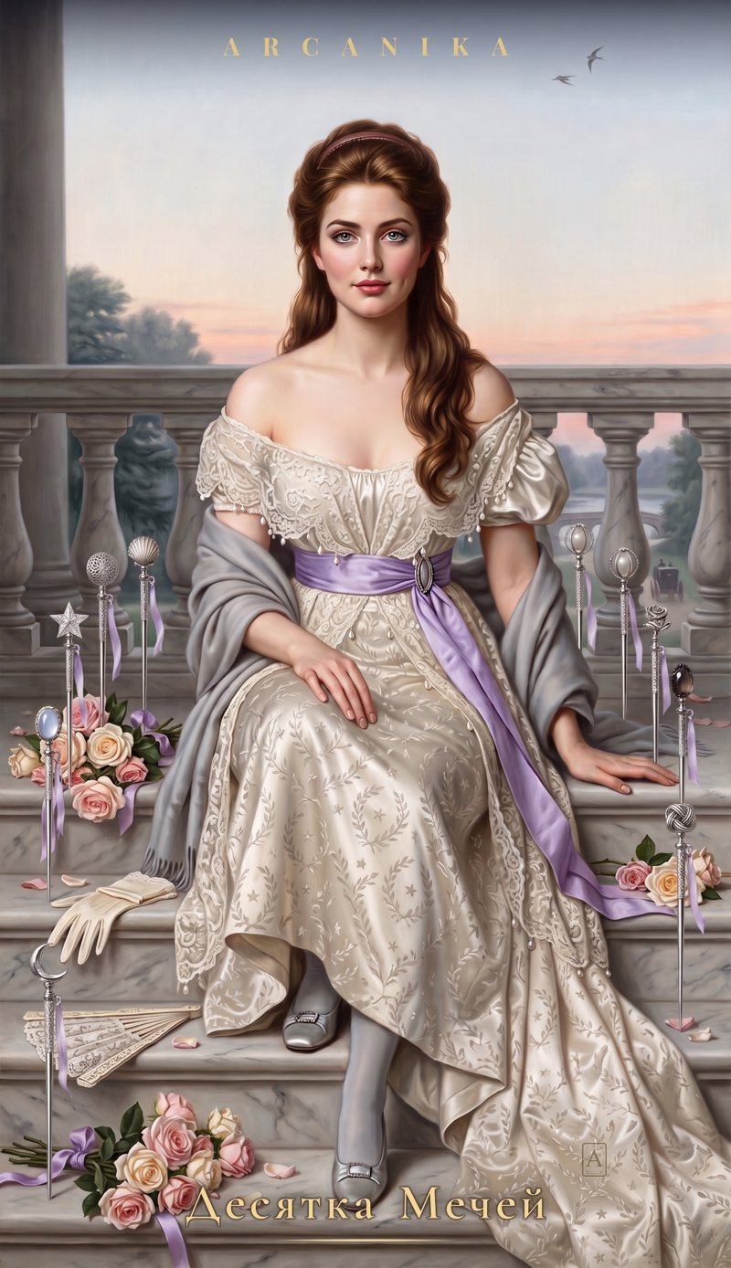 Diez de Espadas — carta del Tarot, mazo La Favorita