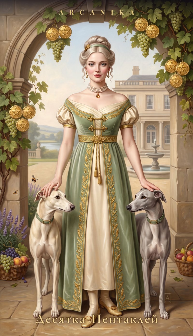 Diez de Oros — carta del Tarot, mazo La Favorita