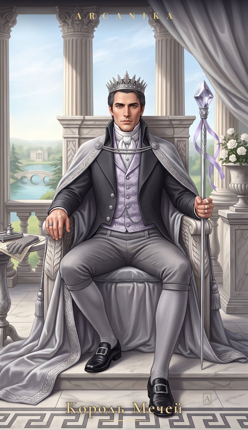 Rey de Espadas — carta del Tarot, mazo La Favorita