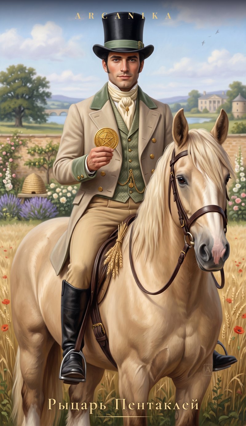 Caballero de Oros — carta del Tarot, mazo La Favorita