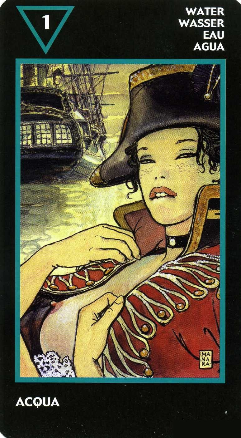 Ace of Water — Manara Erotic Tarot deck