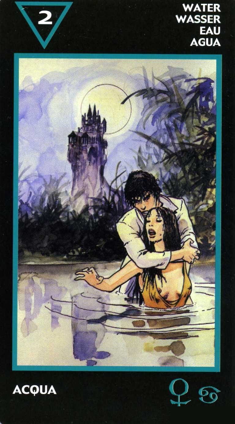 Two of Water — Manara Erotic Tarot deck
