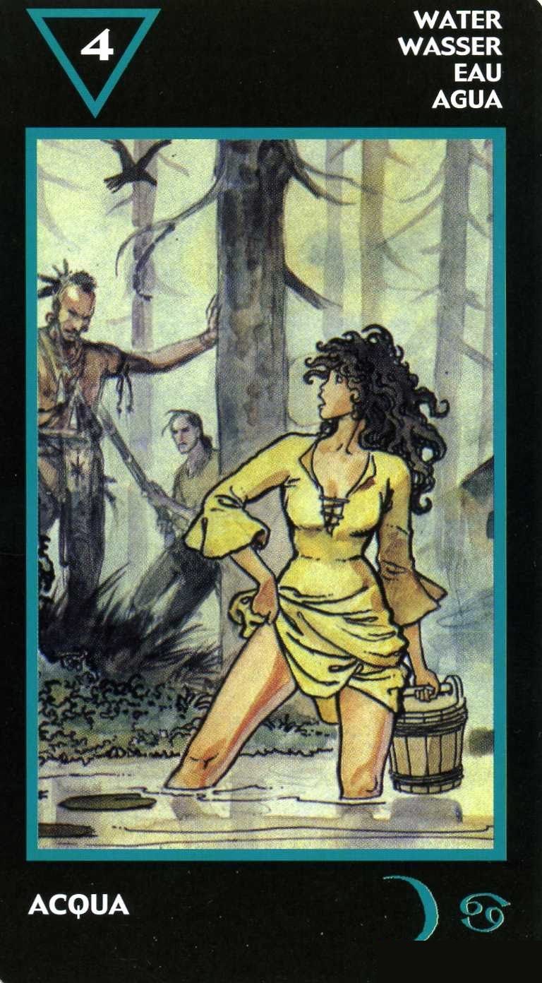 Four of Water — Manara Erotic Tarot deck
