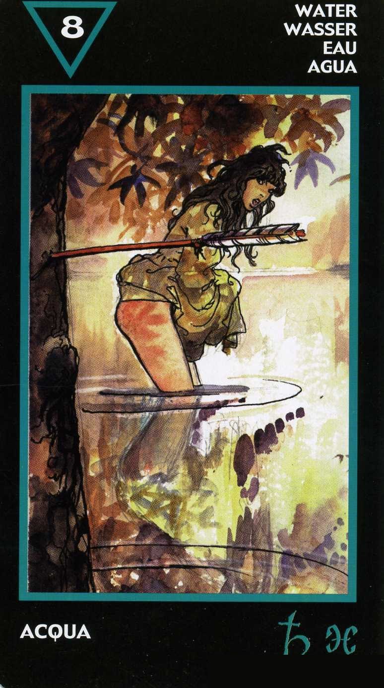 Eight of Water — Manara Erotic Tarot deck