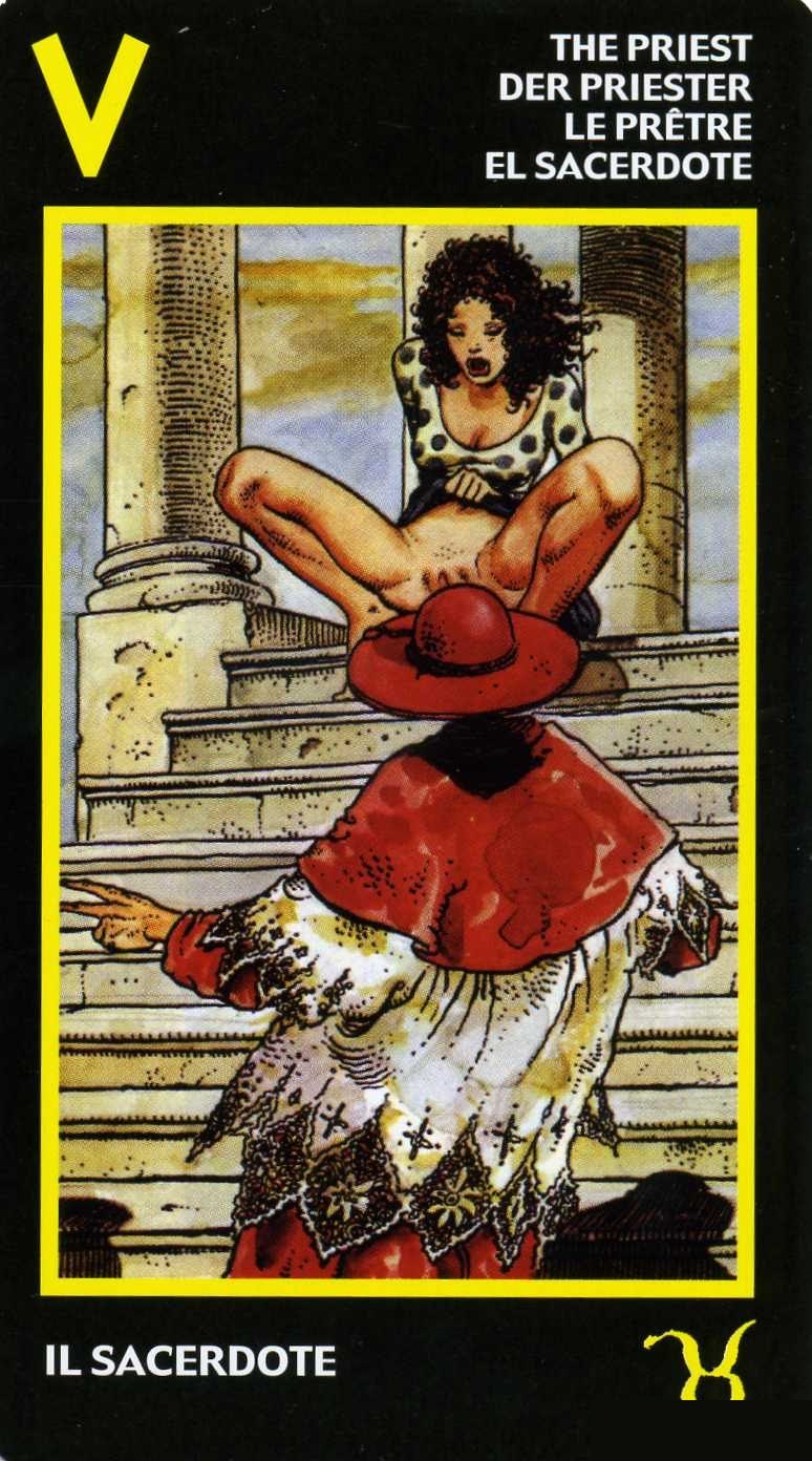 The Hierophant — Manara Erotic Tarot deck