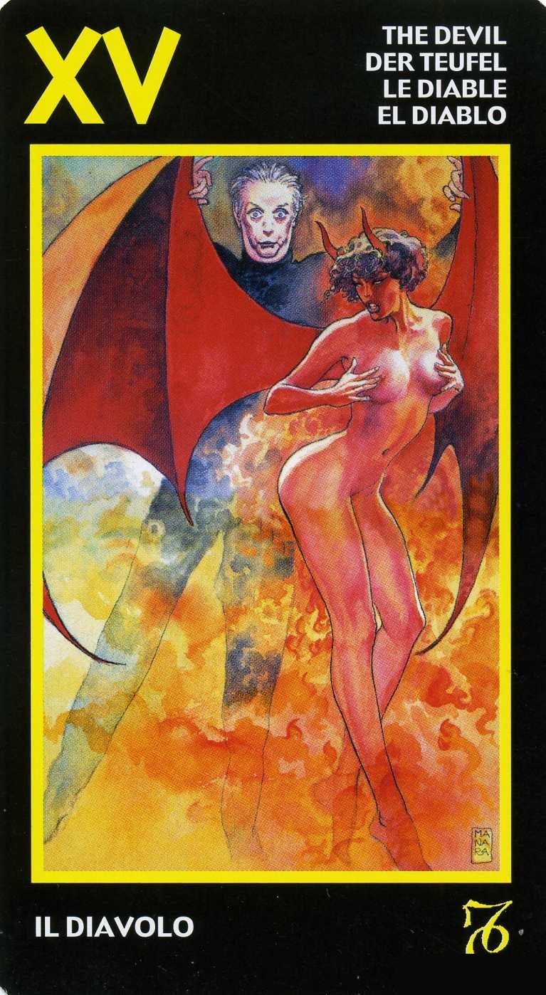 The Devil — Manara Erotic Tarot deck
