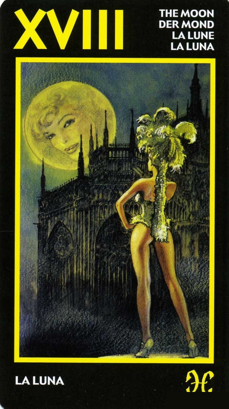 The Moon — Manara Erotic Tarot deck