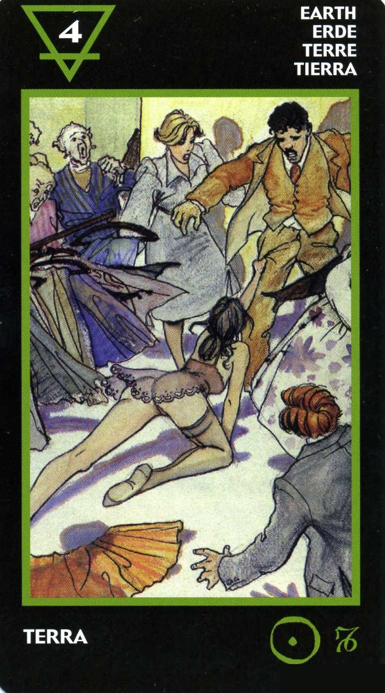 Four of Earth — Manara Erotic Tarot deck