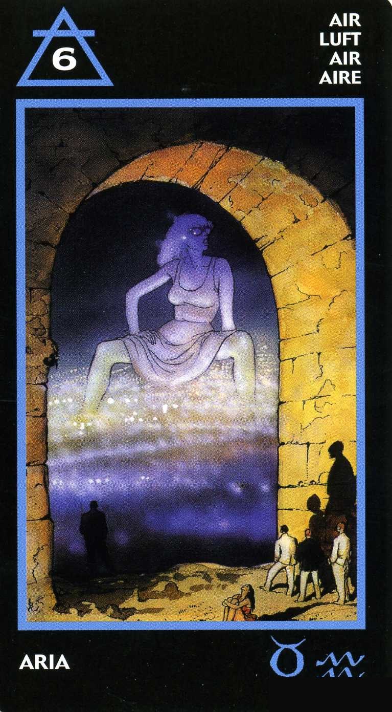 Six of Air — Manara Erotic Tarot deck
