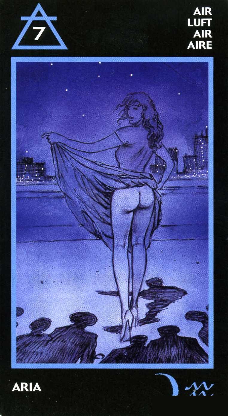 Seven of Air — Manara Erotic Tarot deck