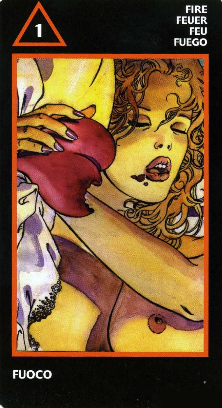 Ace of Fire — Manara Erotic Tarot deck