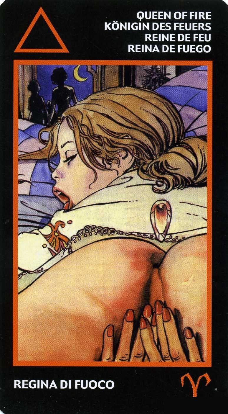 Queen of Fire — Manara Erotic Tarot deck