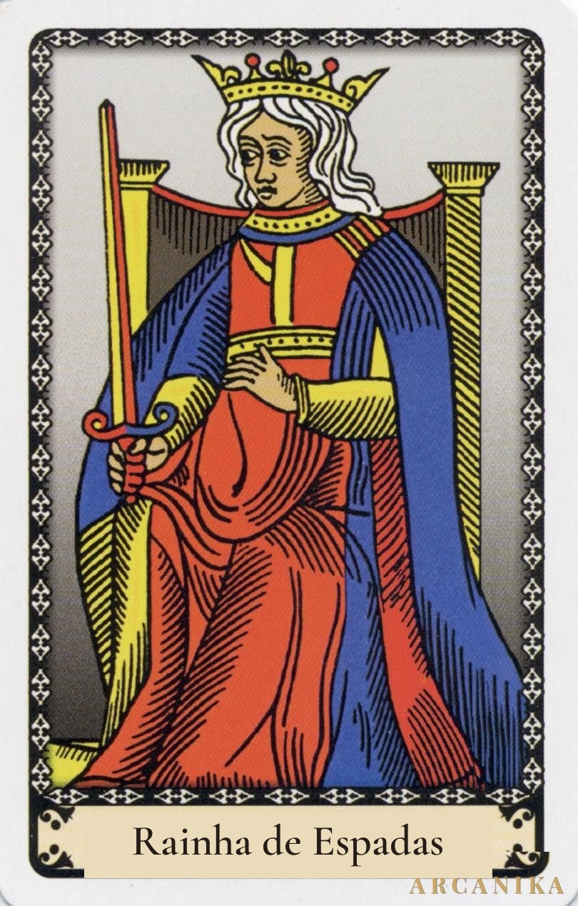 Rainha de Espadas — carta de Tarô, baralho Tarô de Marselha (Conver)