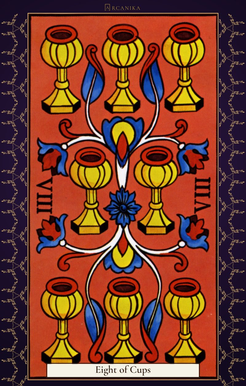 Eight of Cups — Tarot card, Arcana of Marseille deck