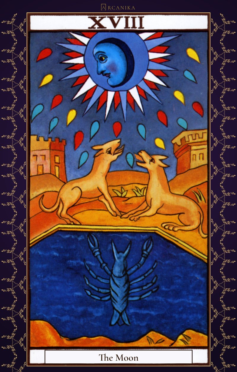 The Moon — Tarot card, Arcana of Marseille deck