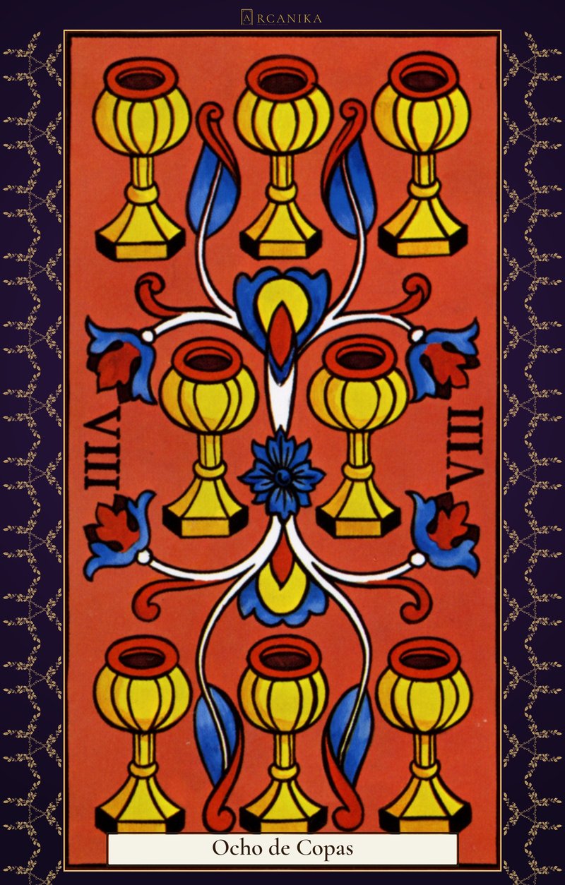 Ocho de Copas — carta del Tarot, mazo Arcanos de Marsella