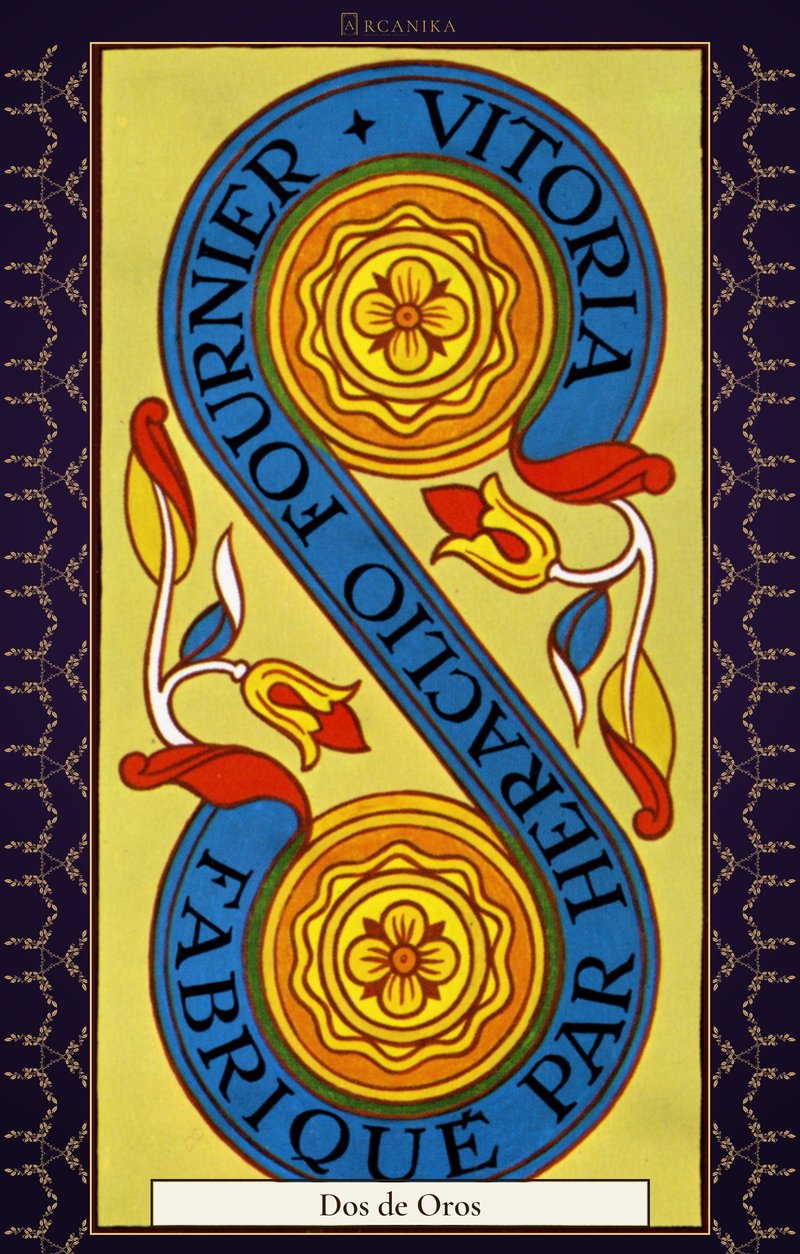 Dos de Oros — carta del Tarot, mazo Arcanos de Marsella