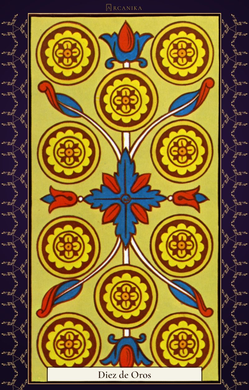 Diez de Oros — carta del Tarot, mazo Arcanos de Marsella