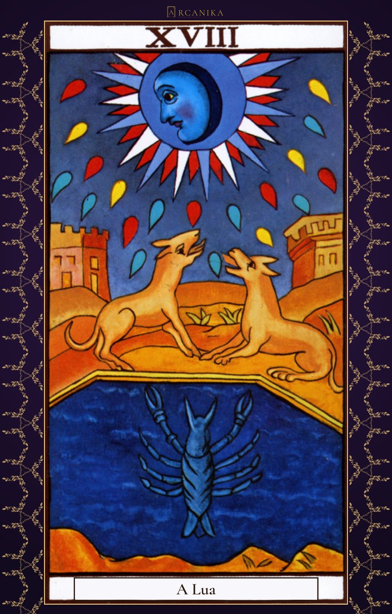 A Lua — carta de Tarô, baralho Arcanos de Marselha