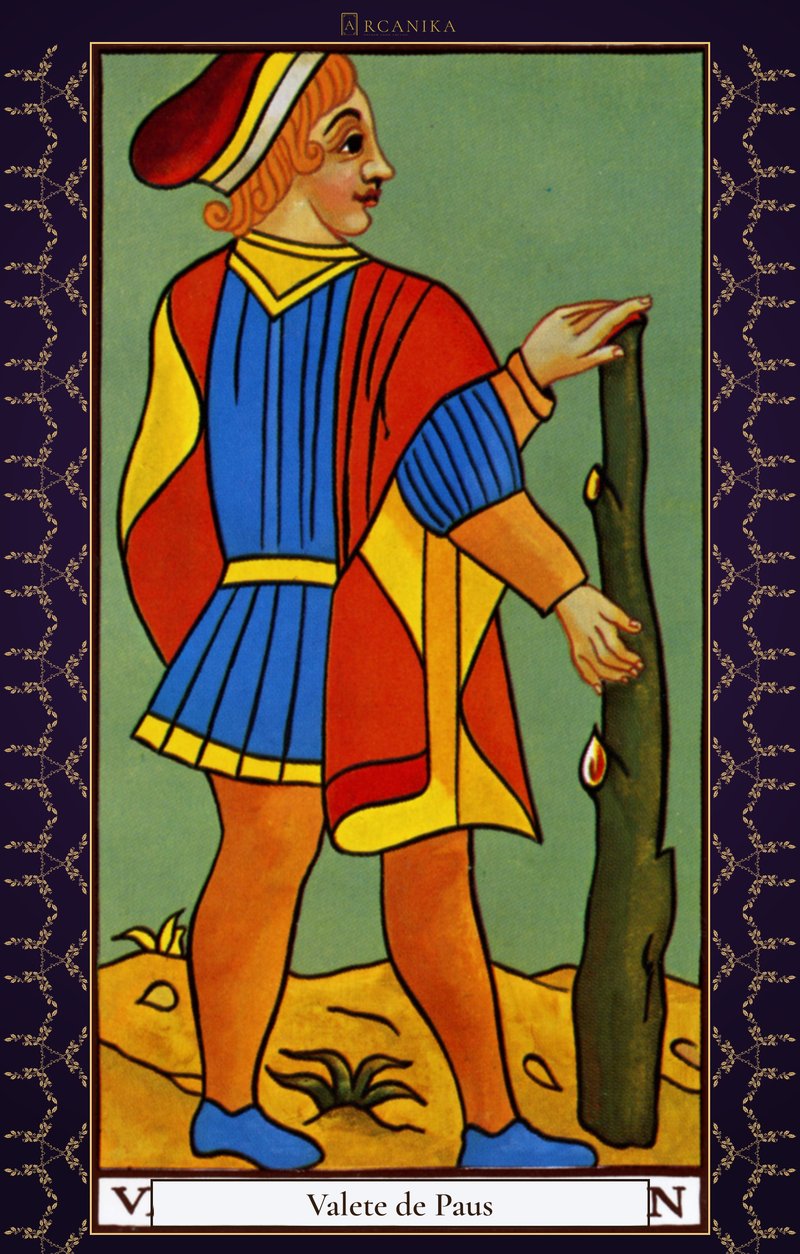 Valete de Paus — carta de Tarô, baralho Arcanos de Marselha