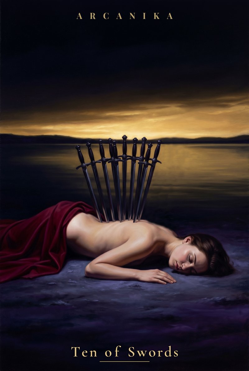 Ten of Swords — Tarot card, Soblazn — Sensual Tarot deck