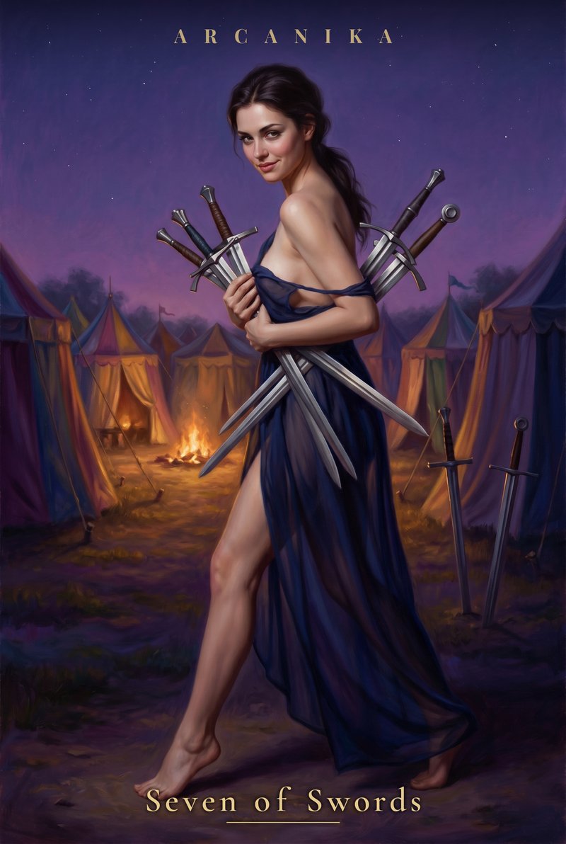 Seven of Swords — Tarot card, Soblazn — Sensual Tarot deck