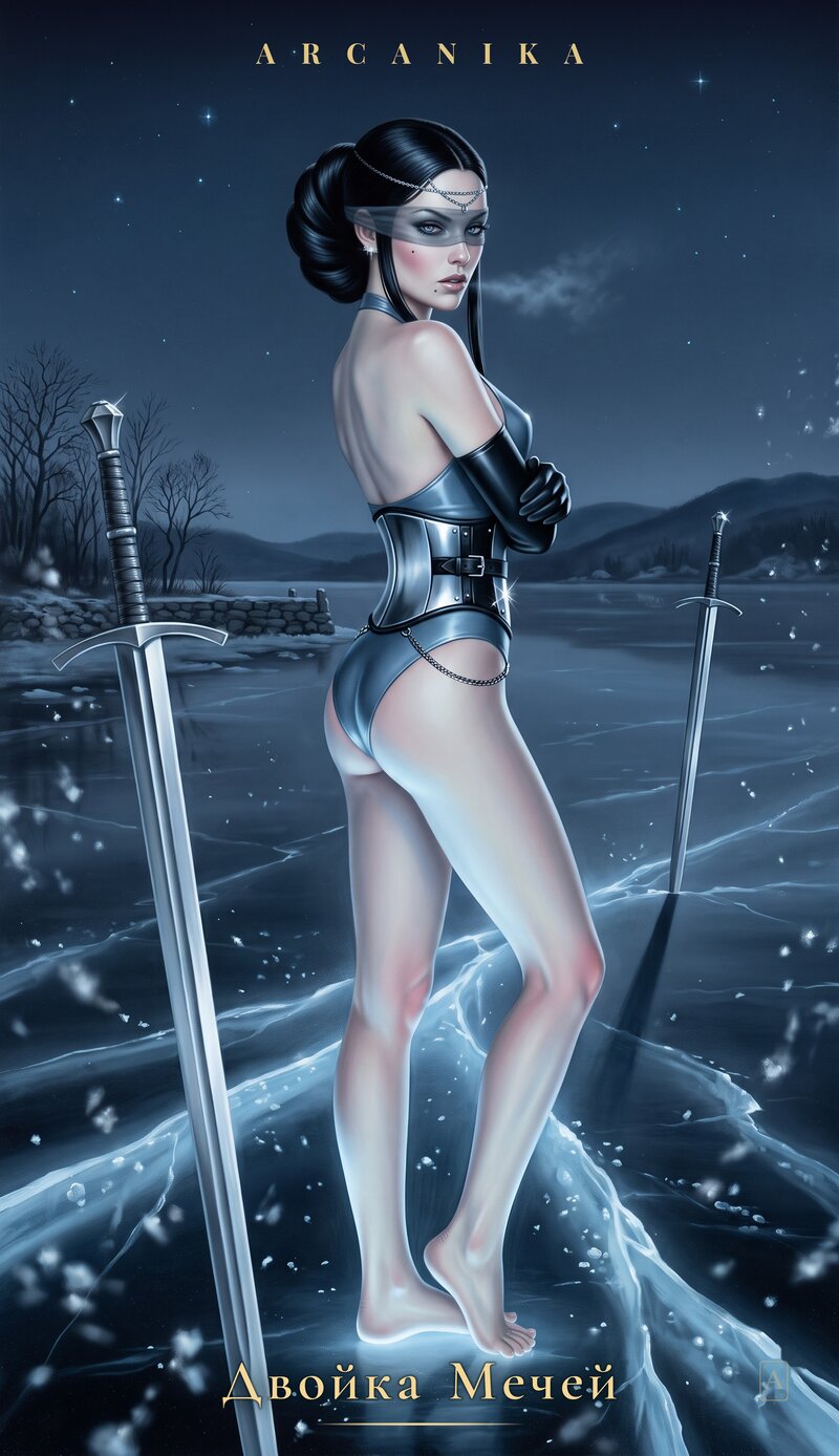 Dos de Espadas — carta del Tarot, mazo Tabu — Sensual Tarot
