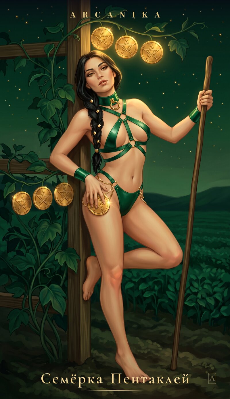 Sete de Ouros — carta de Tarô, baralho Tabu — Sensual Tarot