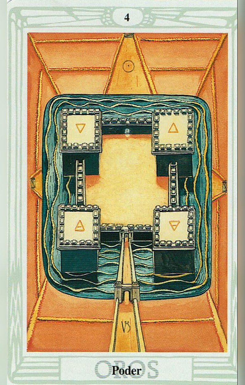 Cuatro de Discos — carta del Tarot, mazo Tarot Thoth