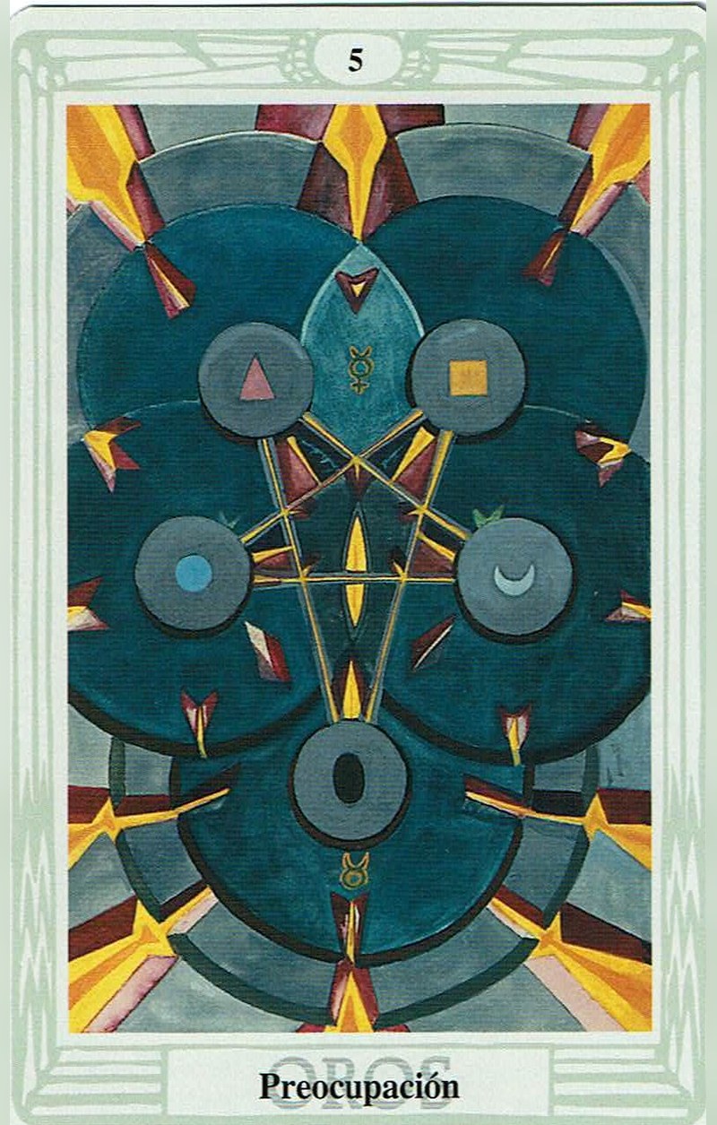 Cinco de Discos — carta del Tarot, mazo Tarot Thoth
