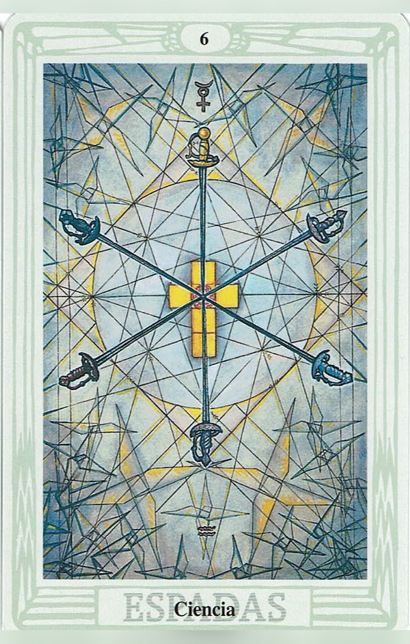 Seis de Espadas — carta del Tarot, mazo Tarot Thoth