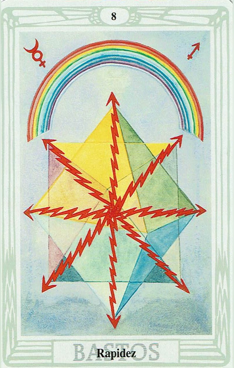 Ocho de Bastos — carta del Tarot, mazo Tarot Thoth