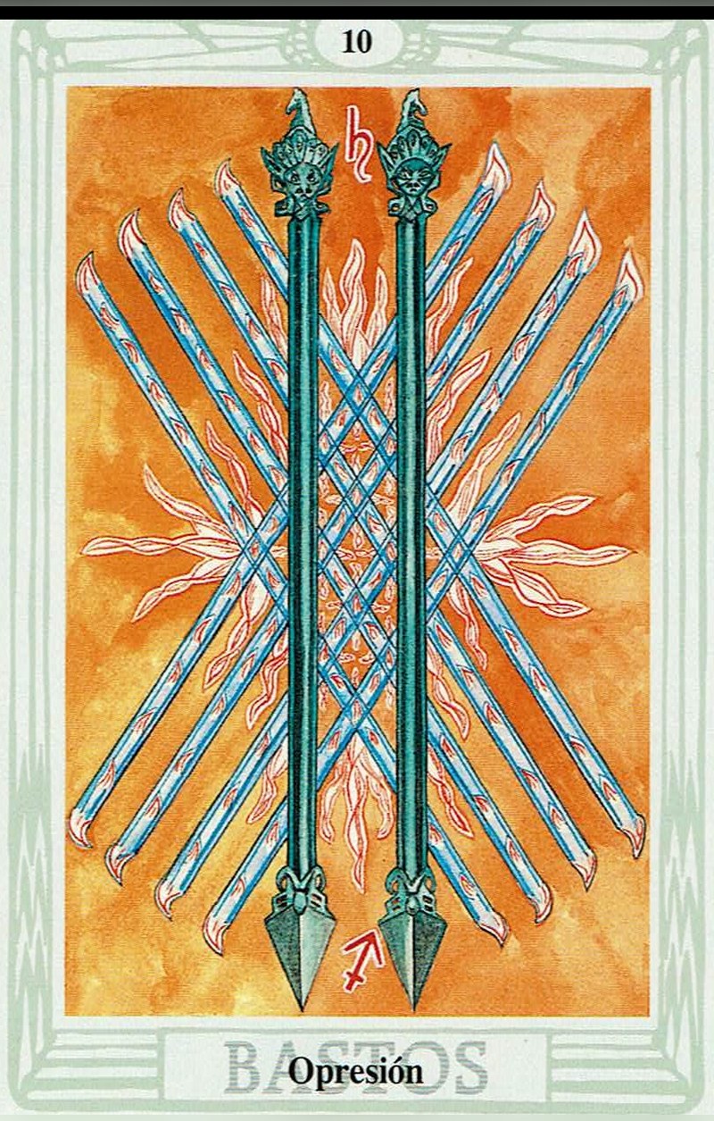 Diez de Bastos — carta del Tarot, mazo Tarot Thoth