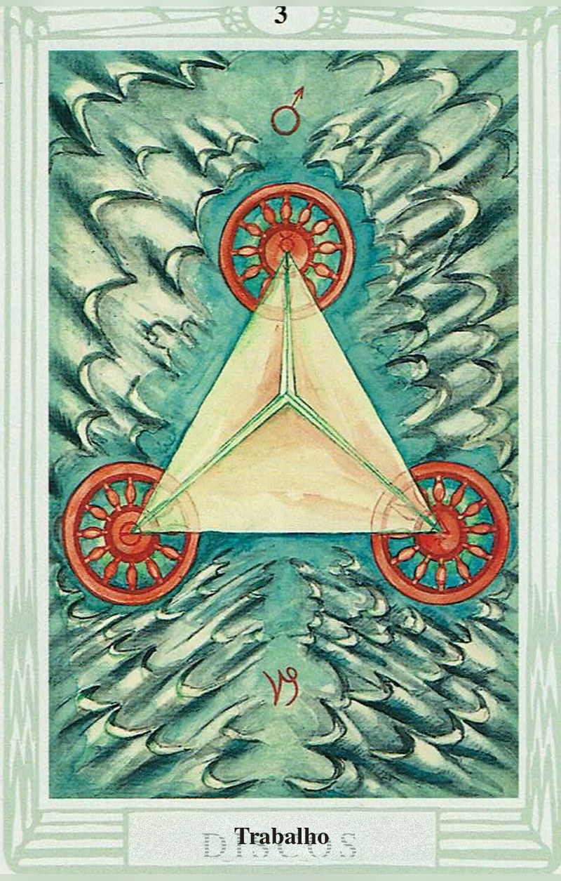 Três de Discos — carta de Tarô, baralho Tarô Thoth