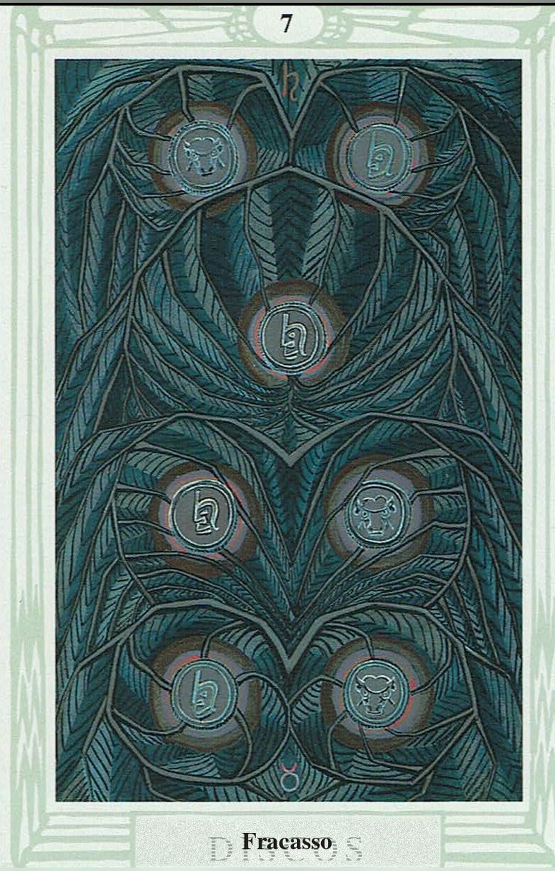 Sete de Discos — carta de Tarô, baralho Tarô Thoth