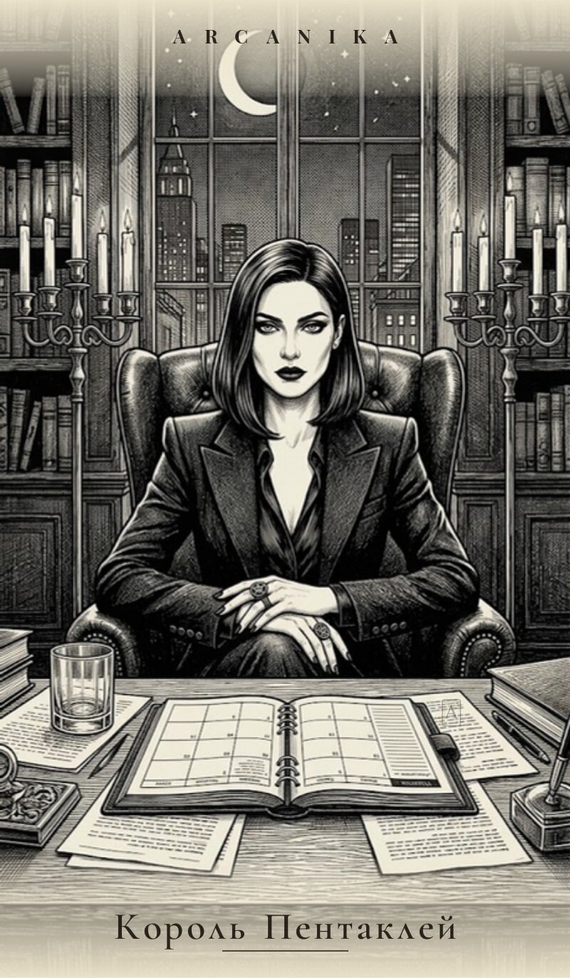 Rey de Oros — carta del Tarot, mazo Tush — Ink Tarot