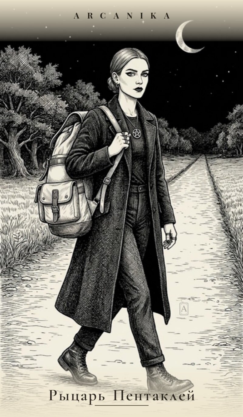 Caballero de Oros — carta del Tarot, mazo Tush — Ink Tarot