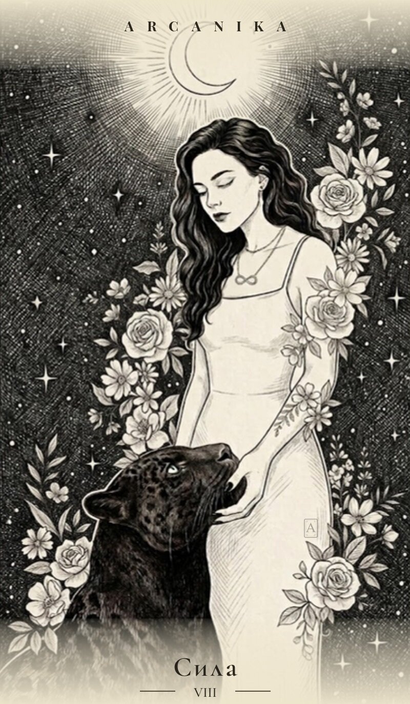 Strength — Tarot card, Tush — Ink Tarot deck