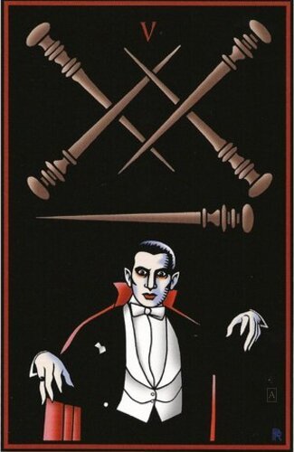Five of Stakes — carta del Tarot, mazo The Vampire Tarot