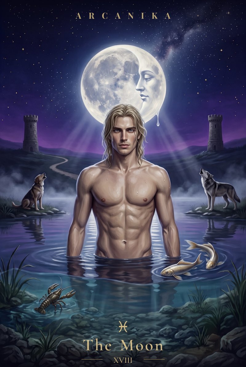 Pisces — card of the day, The Moon (XVIII)