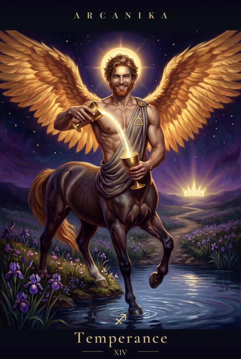 Sagittarius — card of the day, Temperance (XIV)